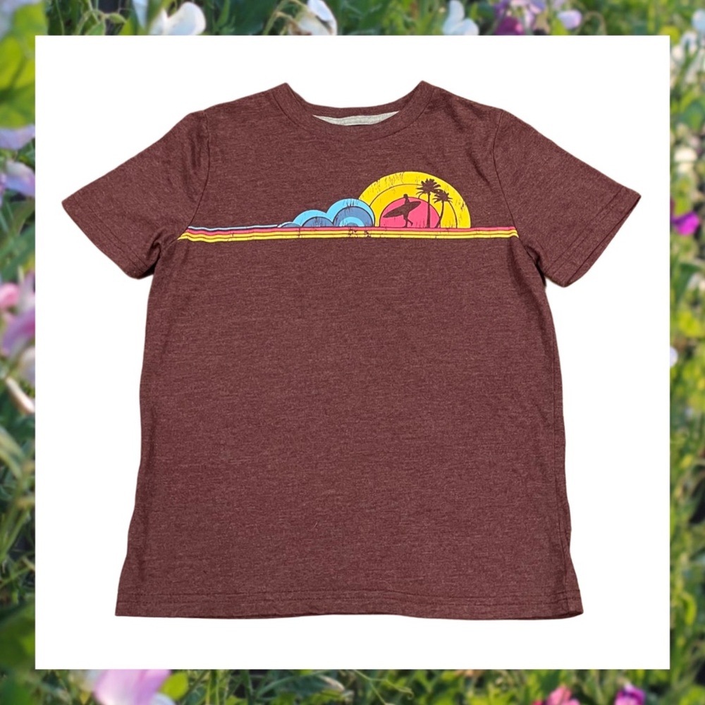 ARIZONA JEAN CO. Boy's Short Sleeve Maroon Surf Tee